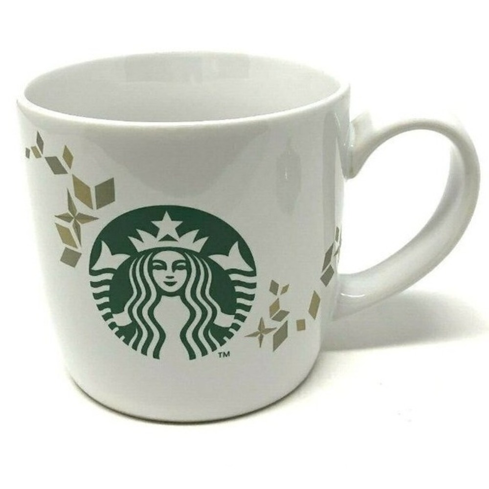 Starbucks 2013‎ Christmas Holiday Coffee Tea Mug Cup Green White Gold
